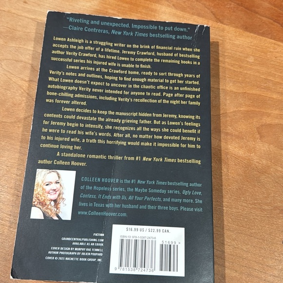 Book/Verity - by Colleen Hoover. Paperback. GUC. - Picture 2 of 3